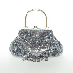 Silver beaded evening bag